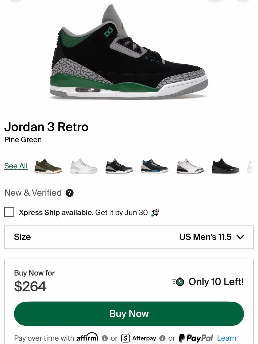 Jordan 3 “pine” size 11.5  100% authentic - Picture 6 of 7